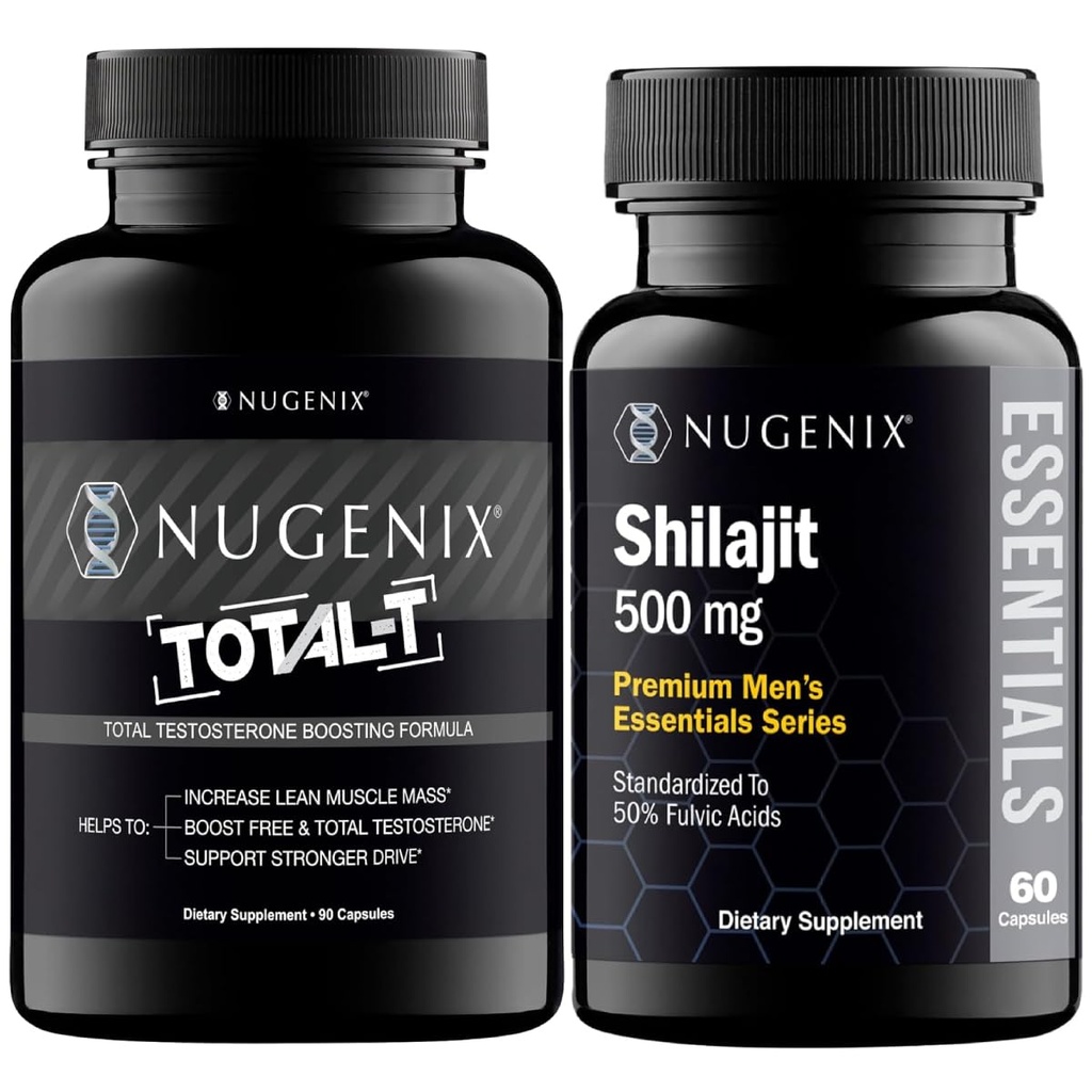 Nugenix Essentials Shilajit et Total-T Testostérone Booster pour hommes