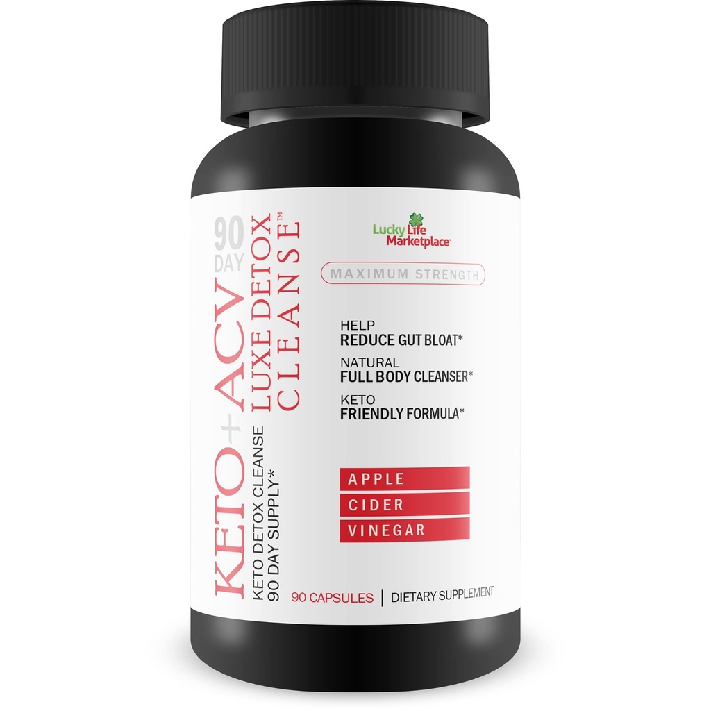90 giorni Keto + Acv Luxe Detox Cleanse - Psyllium Keto Detox Cleanse 90 giorni Alimentazione - Aiuta a ridurre il budello e la dimensione della pancia - Full Body Cleanser - Premium Keto Acv Luxe Cleanse Keto Lux