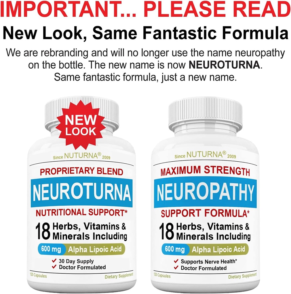 (3 Pack) Neuropathy Support Supplement mit 600 mg Alpha Lipoic Acid - Benfotiamin, Peripheral, Füße, Handfinger Legs Toe, Best Maximum Strength Natural Renew Vitamins - 360 Caps, 90 Tage