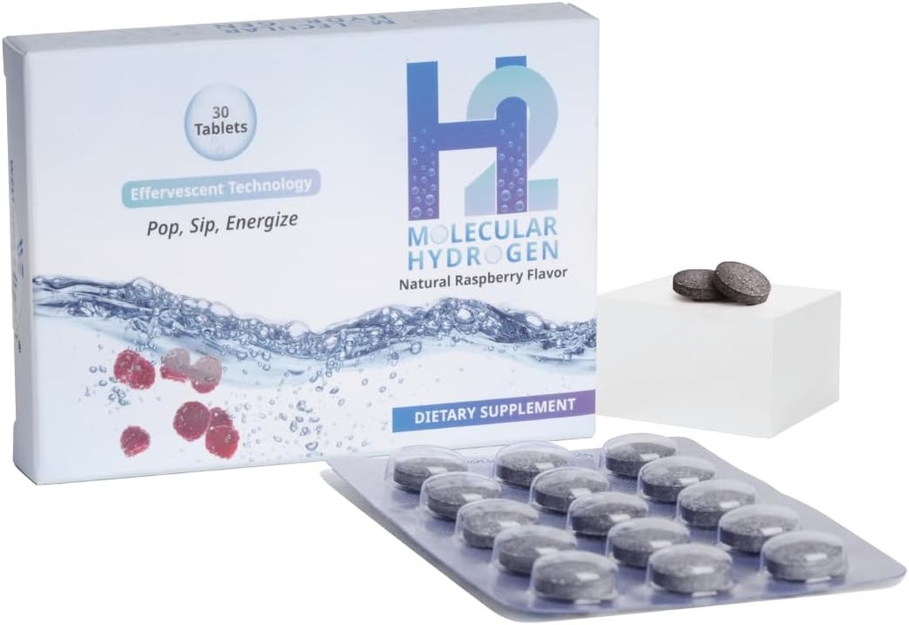 Wellness Extract H2 Molecular Hydrogen Water Tablets mit Brausetechnologie für gesunde Hydration, Optimale Energie und Stoffwechselunterstützung; 8 PPM (30, Raspberry)
