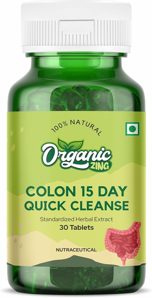 ORGANIC ZING 15 giorni Pulitura rapida del colon - Polvere naturale del gel di Aloe Vera - 30 capsule (pacchetto di 1)