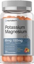 Horbäach Potassium Magnesium Supplement Gummies | Peach Strawberry Flavor | 70 Count | Vegan, Non OGM e Gluten Free Formula