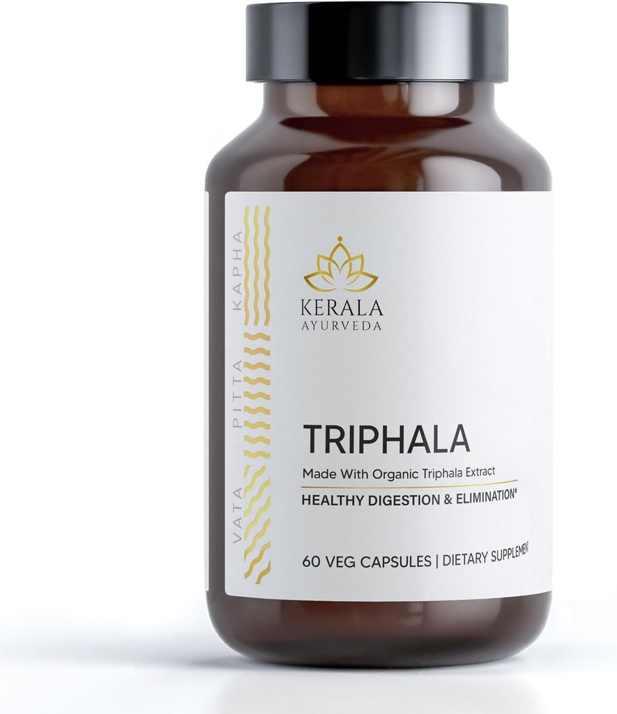 Kerala Ayurveda Triphala Kapseln - 60 Count | Kräuter Verdauung und Colon Unterstützung | Antioxidant Rich | Unterstützt Total Body Wellness | Immunsystem Unterstützung | Unterstützt Cellular Rejuvenation