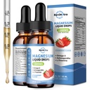 Gocce di glicinato liquido 2 Pack con Taurate & Citrate, Magnesio calmo con Omega3, L-teanina, Potassio, Ashwagandha, Vitamina per il sonno, Muscolo, Salute Immune, Aroma di fragola senza zucchero