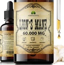 Lion's Mane Extract 2 fl oz Liquid – Natürliche Pilz-Ergänzung für Gehirn, Gedächtnis, Mental Clarity & Focus – Immununterstützung – Hohe Potenzformel – 90-Day Supply