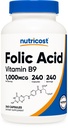 Acido Folico Nutricost (Vitamina B9) 1000 mcg, 240 capsule