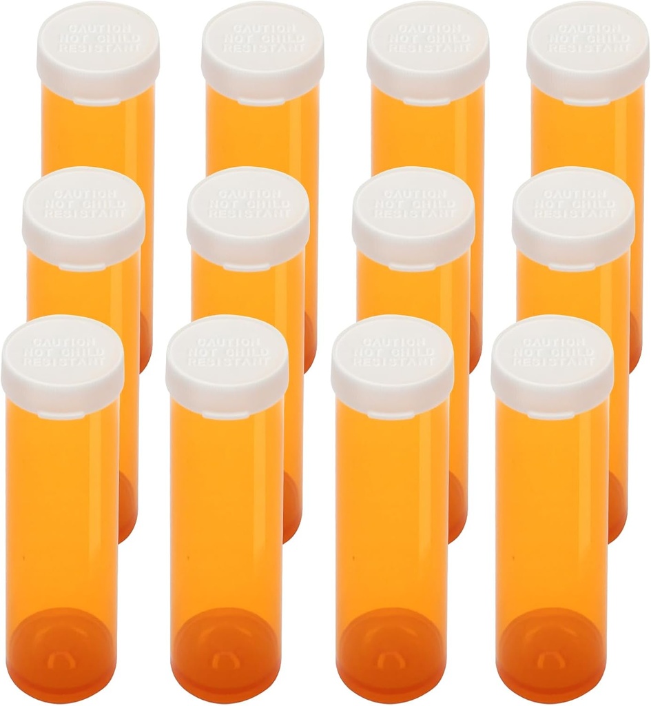 Bottiglie di plastica vuote con berretti aperti facili (non resistente al bambino), Prescrizione di pasticceria, contenitori trasparenti Case di vendita Dispenser organizzatori (12pcs) (60 Dram)