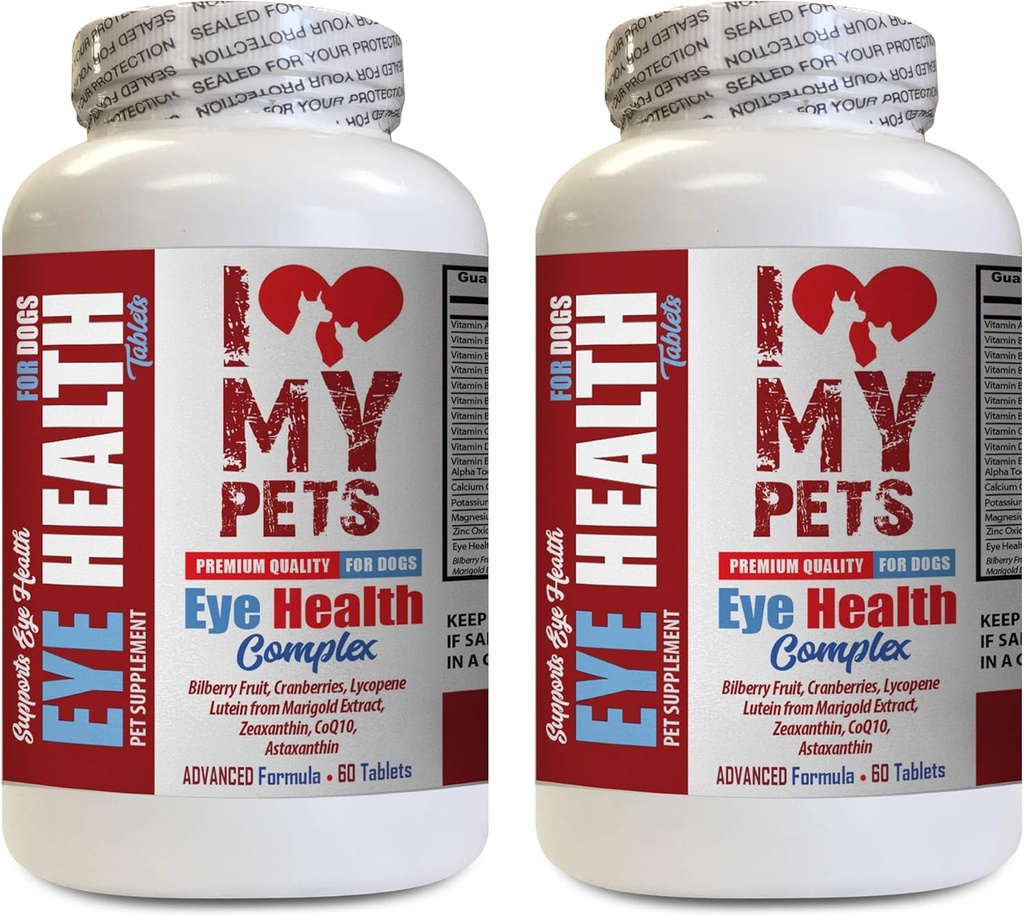 J'AIME MES PETS LLC Suppléments pour la santé des yeux de chien - Complexe pour la santé des yeux de chien - Formule premium - Vet recommandé - canneberge de chien - 2 bouteilles (120 traites)