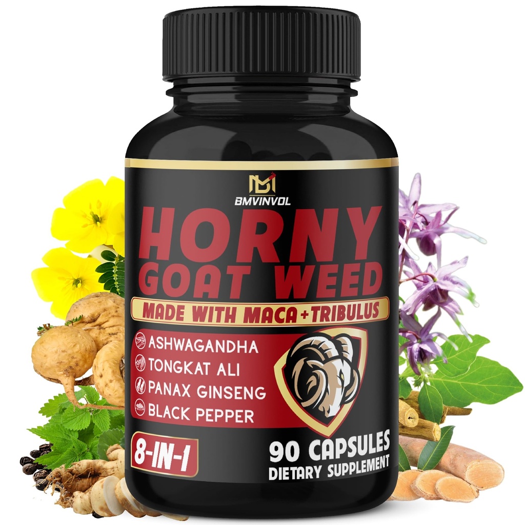 BMVINVOL Arrapato Capsula di erba con Maca, Ginseng, Tribulus Terrestris, Ashwagandha, Pepe nero - 90 Conteggio per 3 mesi di fornitura