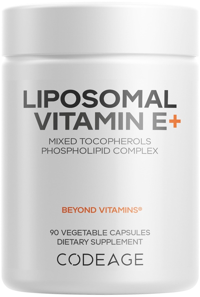 Codeage Liposomal Vitamin E Supplement - Alle Vitamin E Tocopherols - 3-Monats-Versorgung - Alpha Tocopherols, Beta, Gamma und Delta - Liposomal gemischte Tocopherole - Non-GMO Phospholipid - 90 Kapseln
