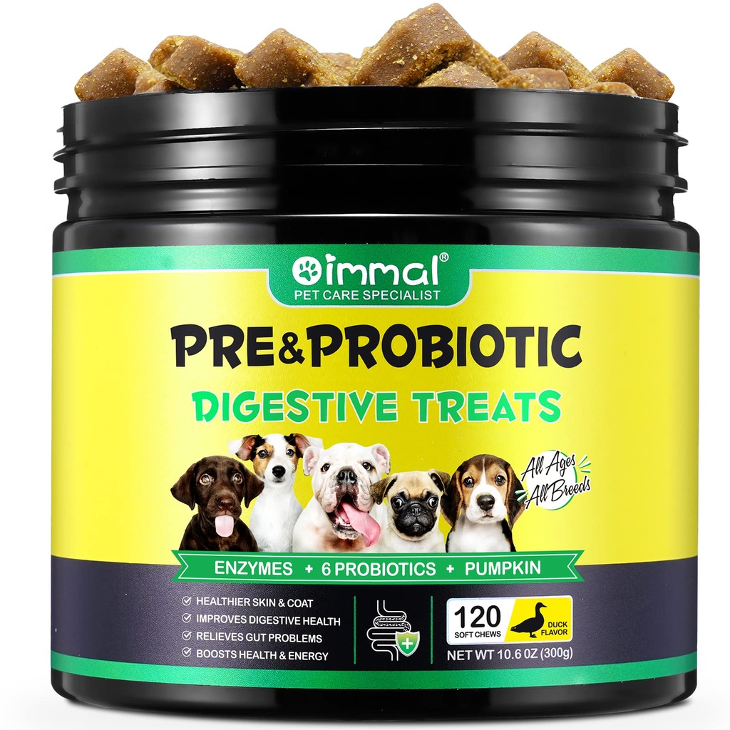 Probiotika für Hunde - Pre & Probiotic Digestive Treats for Dog, Support Gut Health, Saisonale Allergien, Itchy Ears, Hundeergänzung Soft Chews, Immunfunktionsunterstützung für Hunde - 120pc/Duck Flavor