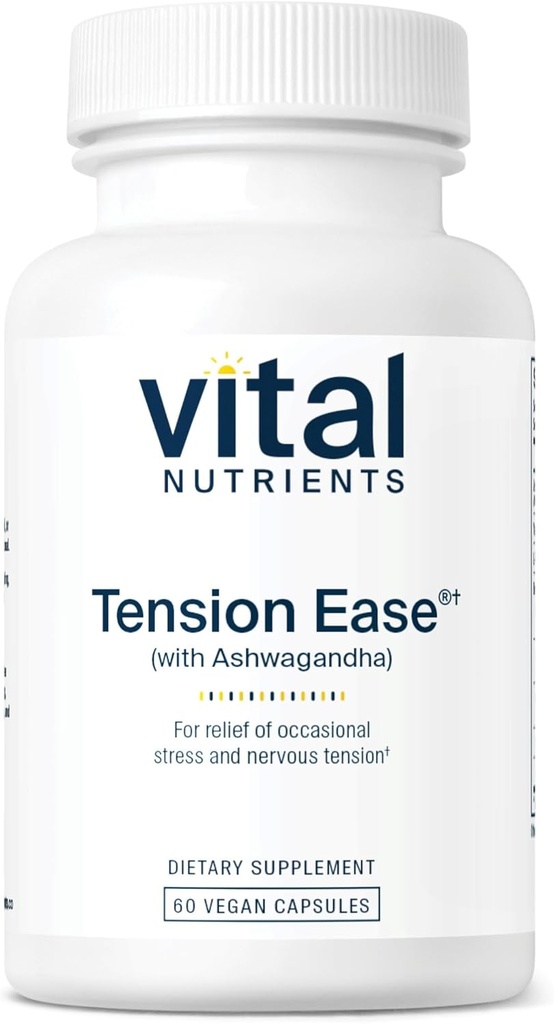 Vital Nutrients Tension Ease con Ashwagandha | Stress Relief Supplement per il sollievo dello stress occasionale e della tensione nervosa | Gluten, Dairy, Soy Free | Non-GMO | 60 capsule