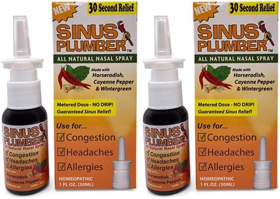 2-Pack di Sinus Plumber Nasal Spray - Il Buster di Congestione Ultimate con Horseradish & Capsaicin