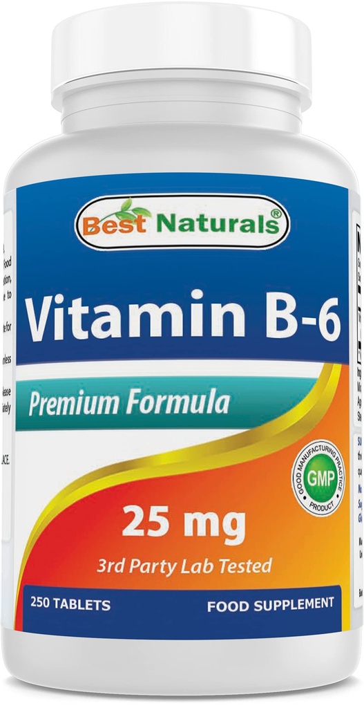 Meilleurs comprimés de vitamine B-6 25 Mg naturels, 250 Nombre