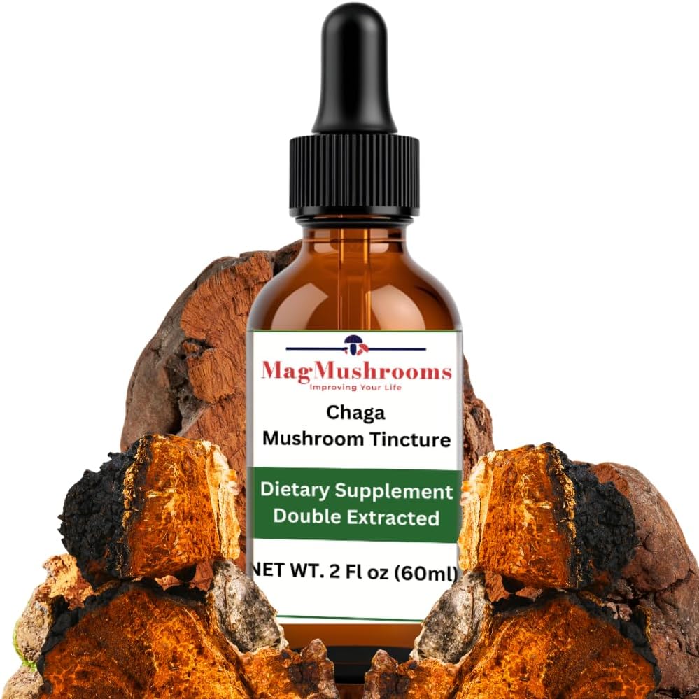 MagMushroom Chaga Mushroom estratto di tintura liquida, supplemento giornaliero, doppio estratto per la potenza massima, 2 Fl. oz., 60 dosi giornaliere