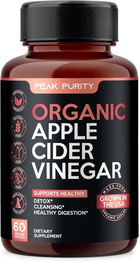 100% Bio-Roh Apfel Apfel Apfel Apfel-Essig-Kapseln - Natürliche Detox Gut Cleanse & Gesunde Verdauung - Geschmacklos &amp; einfach zu schlucken - Extra Strength ACV Pillen - 1000 mg