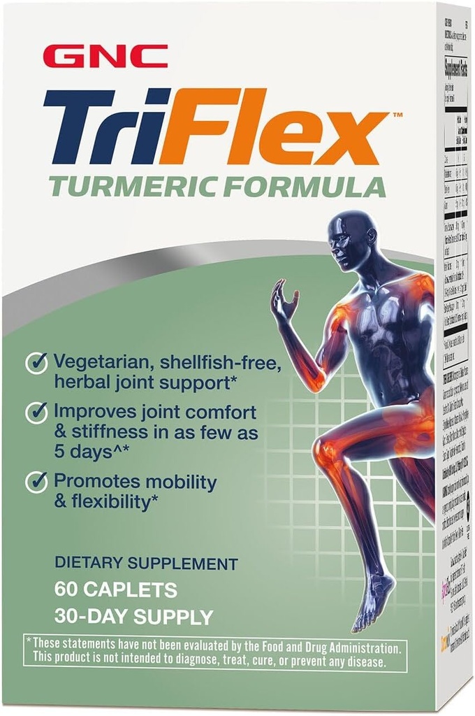 GNC TriFlex Turmeric Formula, Migliora il comfort e lo stress congiunti, promuove la mobilità e la flessibilità, 60 Caplets