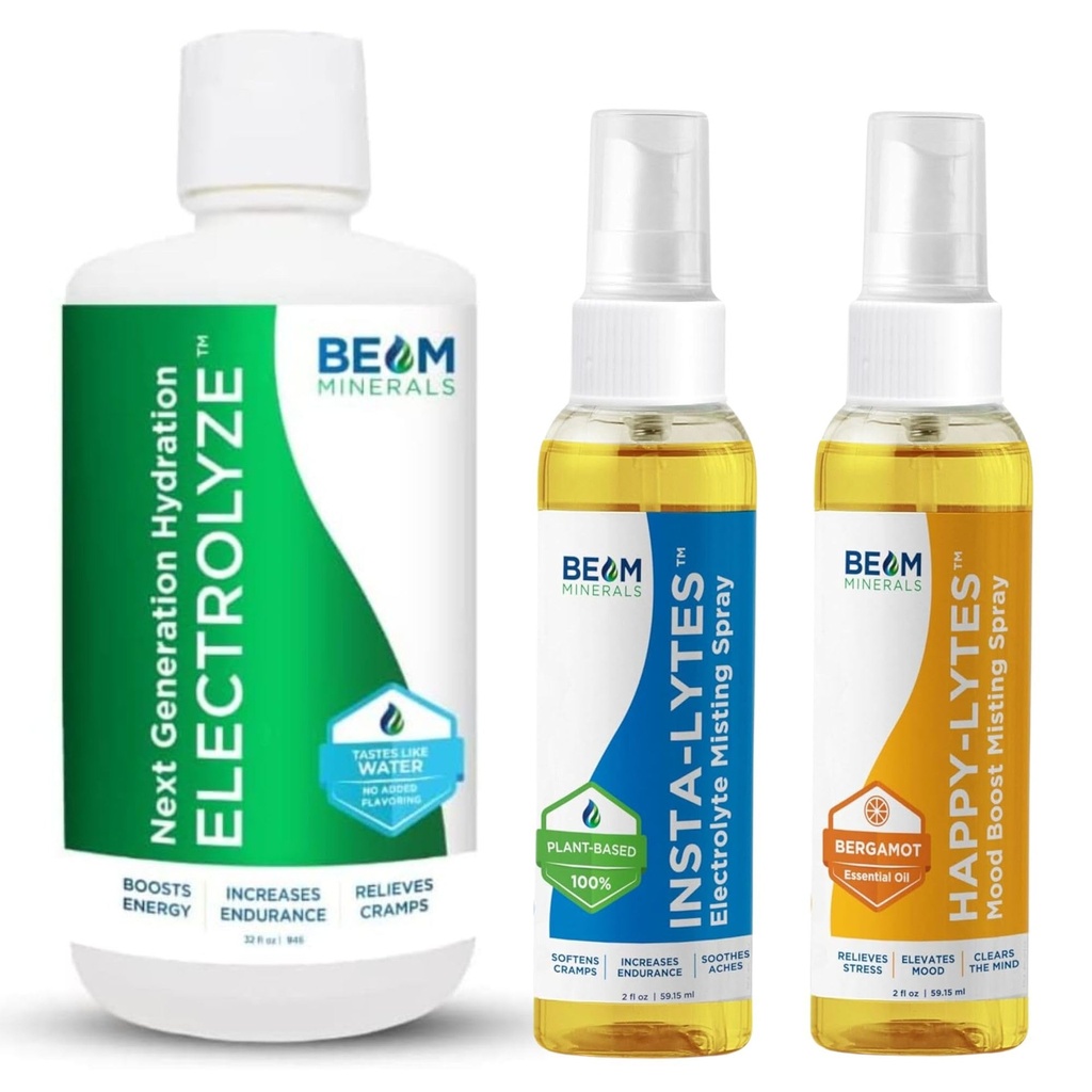 Perle Minéraux Electrolyte Solution d'Imbalance Electrolyze et Insta-Lytes Electrolytes liquides naturels 2oz et Happy-Lytes Fulvic Spray de brouillard Electrolyte 2oz