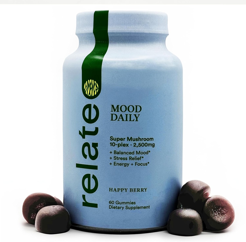 Mood Daily Happy Berry Gummies - Super Pilz-Komplex für Balanced Mood & Cognitive Unterstützung - 60 Zähler
