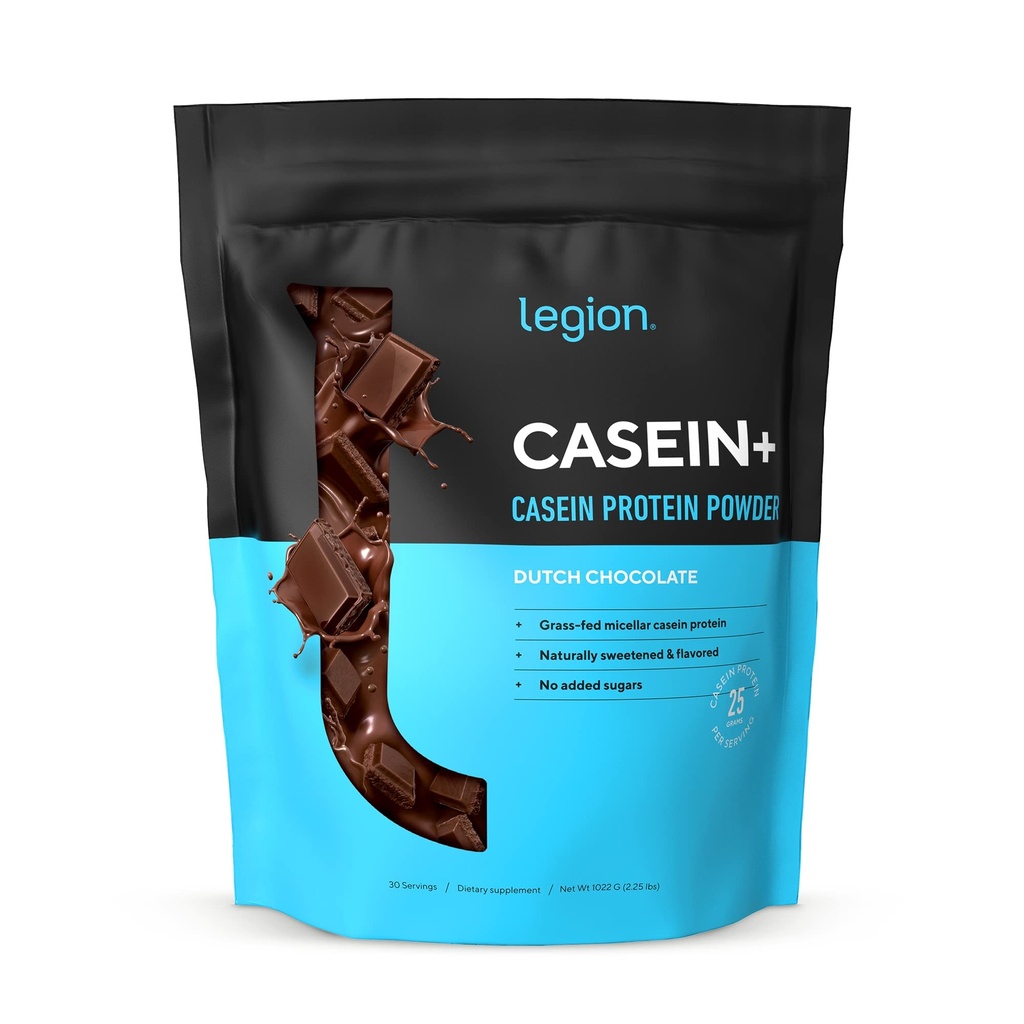 Poudre de protéines de caséine LÉGION (chocolat néerlandais) - Poudre de protéines de caséine micellaire à libération lente - Poudre non-OGM, sans gluten et naturellement sucrée provenant de vaches herbeuses (25 portions)