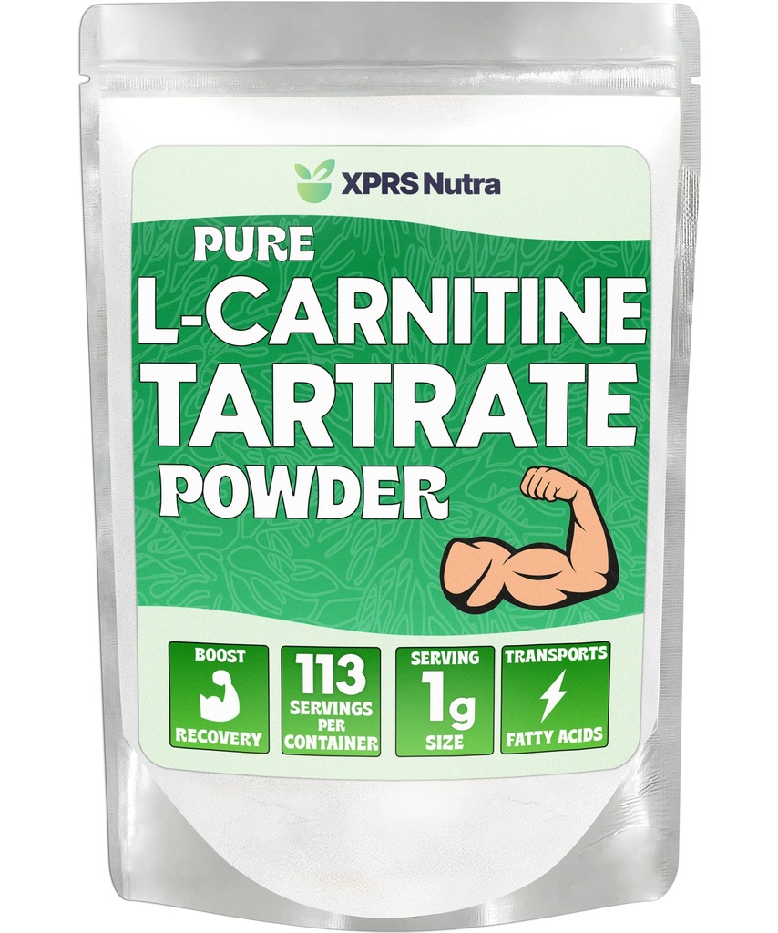 XPRS Nutra L Carnitine L Tartrate en poudre - Premium Pure L Carnitine Tartrate - L-Carnitine - Vegan Friendly Bulk L Carnitine Powder - Amino Acid Supplement (4 once)