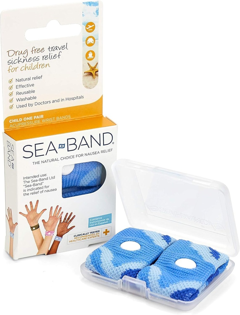 Bande da polso Sea-Band Acupressure, 1 Coppia bambini (blu)