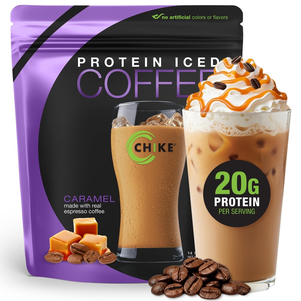 Chike Caramel High Protein Iced Coffee, 20 G Protein, 2 Shots Espresso, 1 G Sugar, Keto Friendly e Gluten Free, 14 Serve (14,3 Oncia)