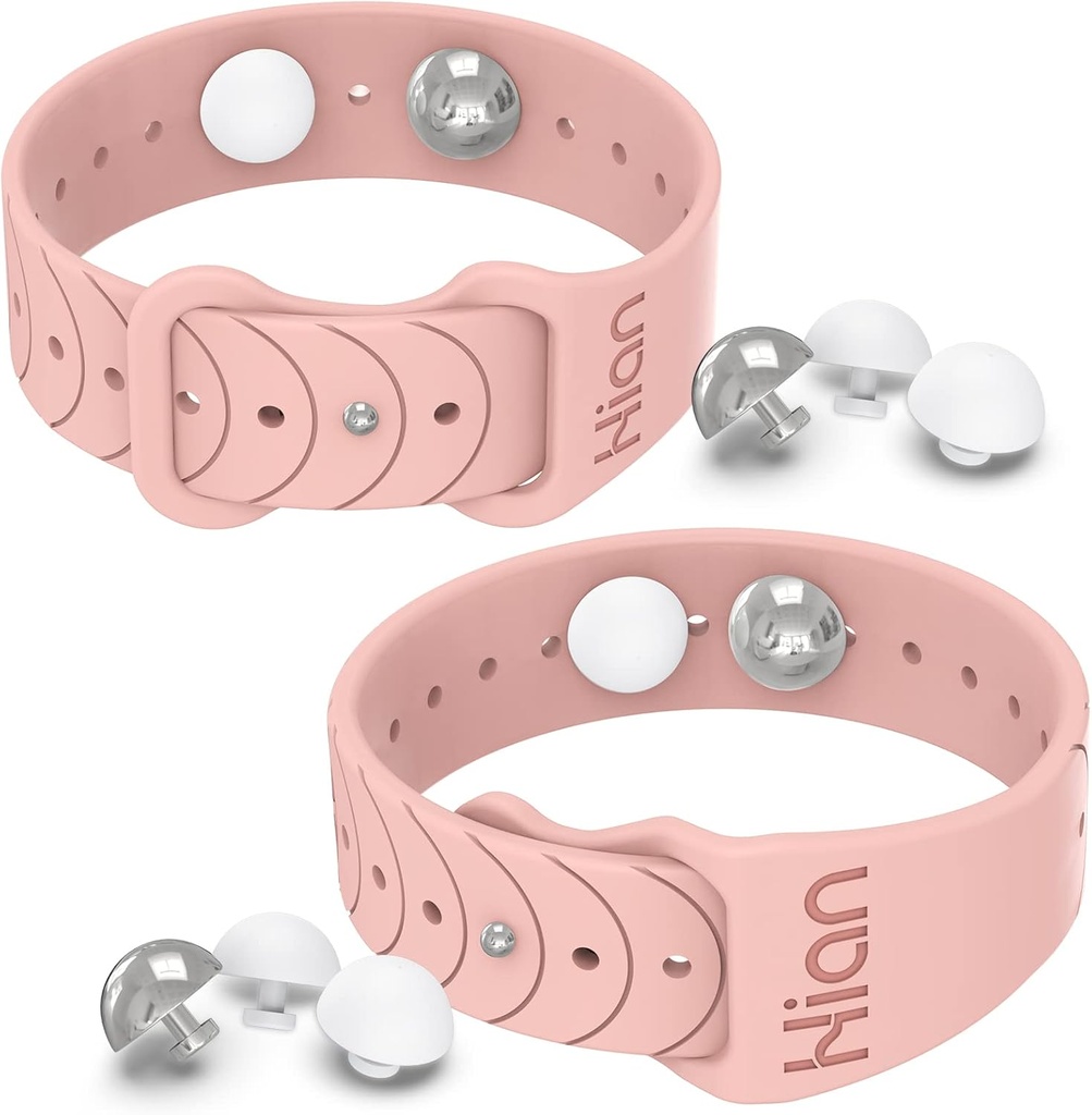 Bande di silenzio di movimento Sea Sickness Wristbands Regolabile Acupressure Nausea Wristband/,Rilievo naturale di mal di Nausea Headaches, Insomnia,Ansia,Sleep Aid, Mattina Malattia,Motion Sickness(1Pair Pink Sand