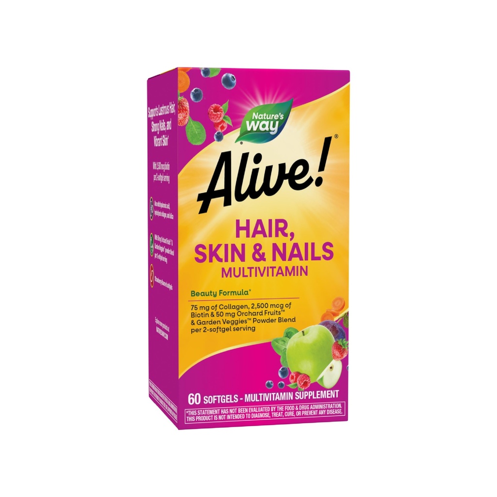 La Via della Natura Viva! Capelli, Pelle & Unghie Multivitamina con Biotina e Collagene, 60 Softgels