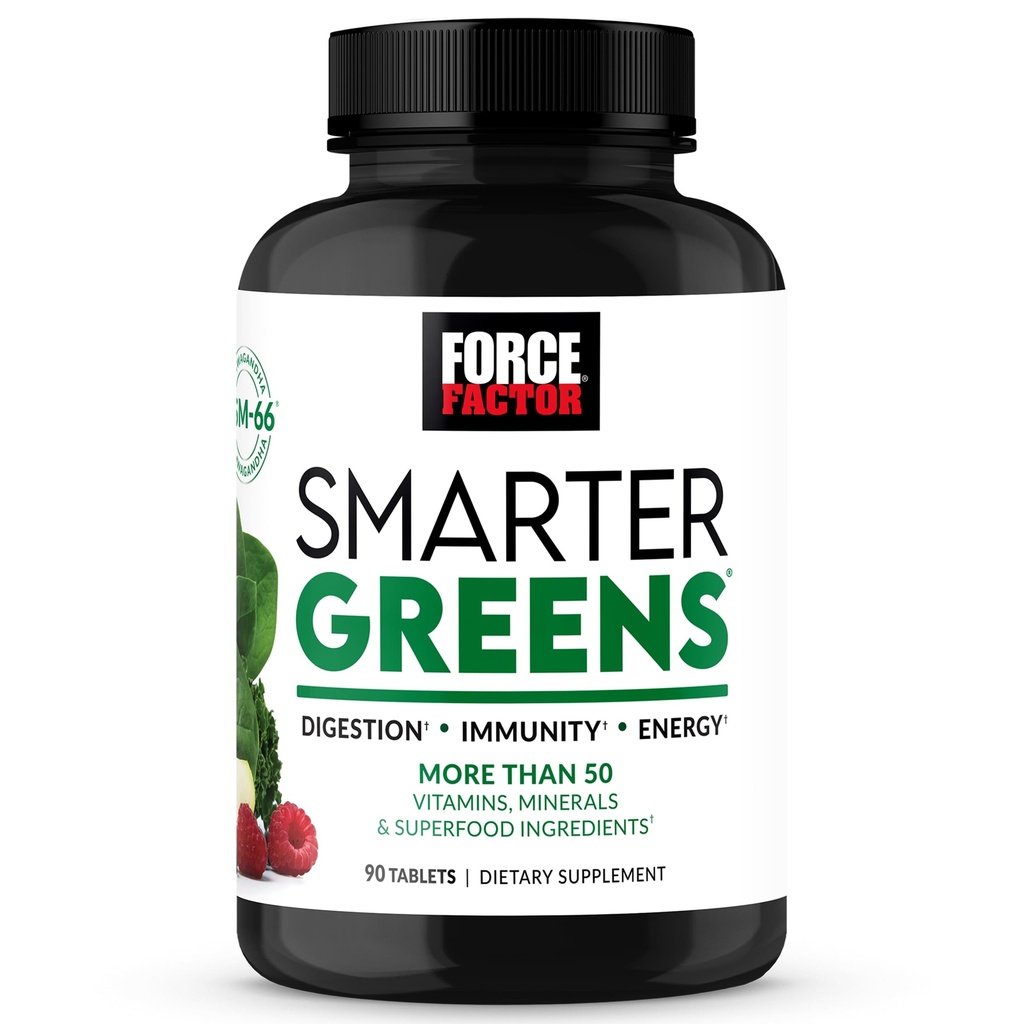 FORCE FACTOR Smarter Greens Tablets, Greens Supplement mit 25+ Superfoods und Antioxidantien, um Verdauung zu verbessern, Stress zu reduzieren, Immunität zu stärken und Stoffwechsel zu unterstützen, 90 Tabletten