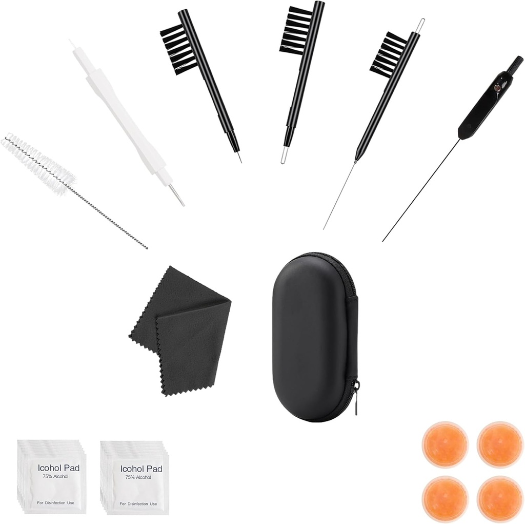 Phitunry 52-Piece Hörgerät Reinigungs-Kit Zubehör Tragbare Hörgerät Tasche Größe mit Reinigungsbürsten Werkzeuge, Trockenkapseln, Audio Wipes, Hirsch Velvet Cloth und Hörgerät Reise Case(Klein)