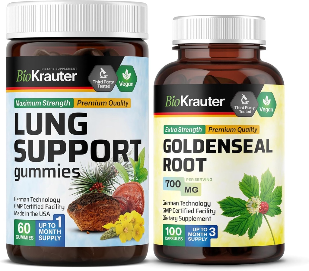 BIO KRAUTER Lung Support 60 Gummi & Goldenseal 100 Kapseln