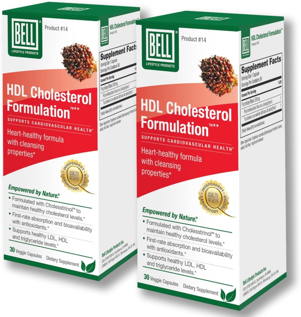 Bell HDL Cholesterol FormulierungTM, Cholesterol Health Supplement - Cholesterol-Ergänzungen, Einzigartige Mischung, für Frauen und Männer | 2 Pack