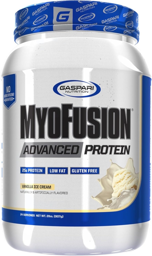 Gaspari Nutrition Myofusion Advanced Protein, Protein Blend mit Whey Protein, Casein Protein und Isolate Protein, Low Fat and Gluten Free (2lbs, Vanilla Ice Cream)