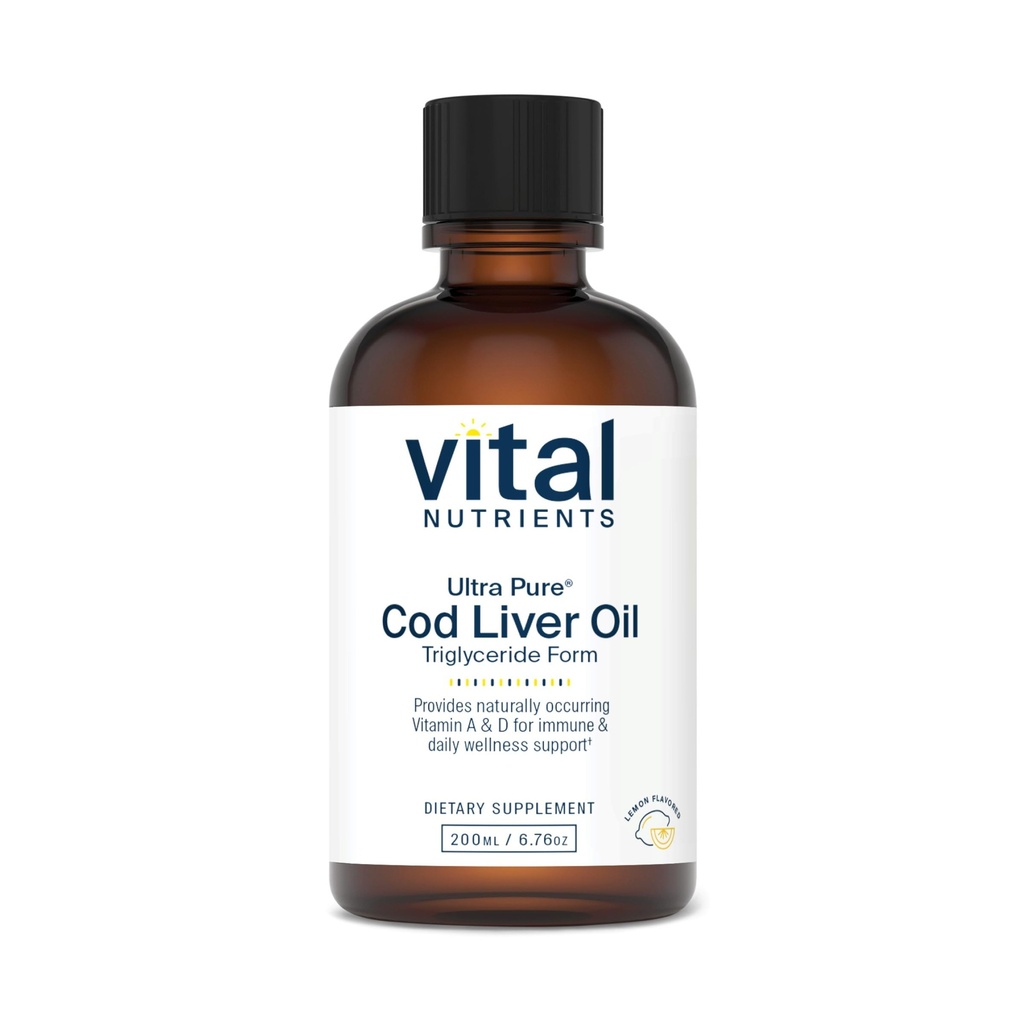 Vital Nutrients - Ultra Pure Cod Liver Oil 1025 (Pharmaceutical Grade) - 100% Pure Norwegian Cod Liver Oil - 200 ml per Bottle