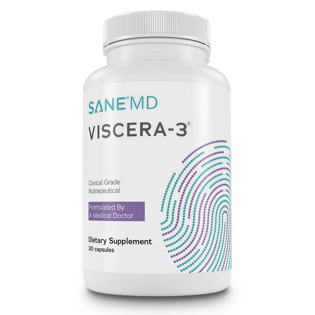 SANE MD - Viscera 3 Postbiotici con Tributyrin - Sodio Butyrate Supplemento per Gas e Bloating Relief - Gut Health - IBS & Leaky Gut Butyric Acid Supplement - NSF Certified - 30 Capsule