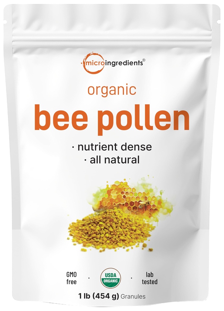 Micro Ingredients Organic Bee Pollen Granules, 1 lb | Frische Ernte, Rohstoffe & Natürliche Superfood | Reich an B Vitaminen, Mineralien, Protein & Antioxidantien | Keto, Non-GMO