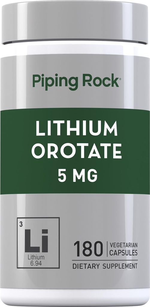 Piping Rock Lithium Orotate Ergänzung | 5mg | 180 Kapseln | Non-GMO, Glutenfrei