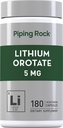 Supplément d'orotate de lithium de roche piquante : 5 mg 180 capsules