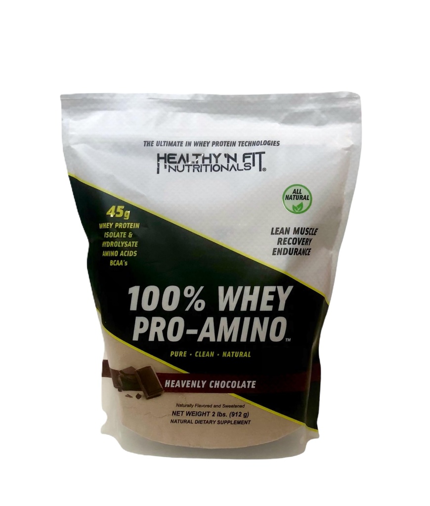 Healthy ‘N Fit 100% WHEY PRO-AMINO v2.0-Chocolate (2lb) : 100% Whey Protein PLUS Peptides d'Amérique.