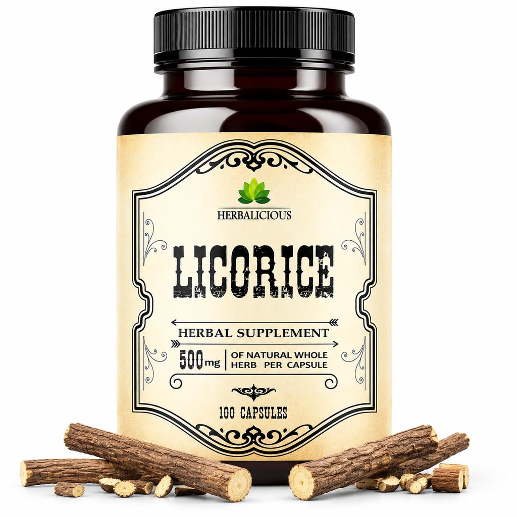 Radice di liquirizia 100 capsule – Pure Organic Glycyrrhiza Glabra – Integratore di erbe per il comfort digestivo & Total Wellness – Non-GMO & Additive-Free