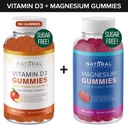 Zucchero Vitamina D3 K2 Gummies (180 Gummies) e Zucchero Extra Forza Magnesio Gummies (60 Gummies), Vitamina D3 Gummies 5000 IU+K2 MK7 80 mcg, Magnesio Citrato Gummies 500 mg