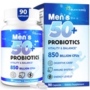 Probiotiques pour hommes, Probiotique avancé 50+ hommes Probiotique, Gut complet et soutien énergétique avec 850 milliards CFU, 1800mg Prébiotiques Fibre – sur mesure Wellness hommes probiotiques pour la santé intestinale plus de 50, 90 Capsule