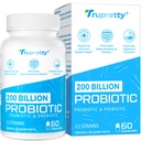 200 Billion Cfus 12 Strains Probiotic, mit 3 Bio-Präbiotika, Probiotika für Frauen Männer, Tägliche Ergänzung für Immun, Gut, Verdauungsgesundheit, Regal Stabil, Non GMO, 60 Caps (60-Days Versorgung)