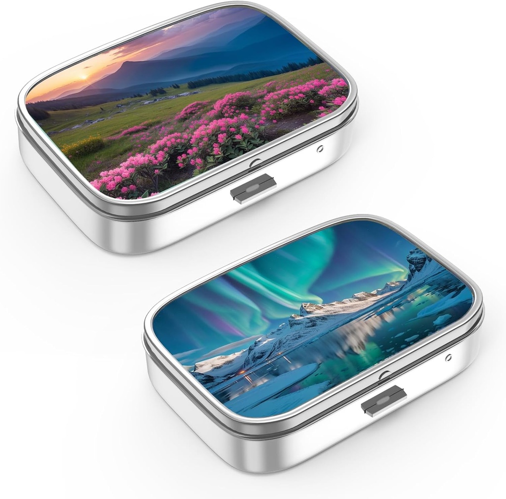 Pille Box 2 Compartment Small Pill Case,Portable für Tasche oder Geldbörse Pill Organizer Pill Container Halter, um Vitamine, Medikamente, Fischöl und Ergänzungen (2PCS)