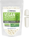 XPRS Nutra Größe 1 Leere Kapseln - 100 Count Leere Vegan Kapseln - Vegetarische Pillen - DIY Gemüse Kapsel Füllung- Veggie Pillen Kapseln für Do-It-Yourself Ergänzungen (Weiß)