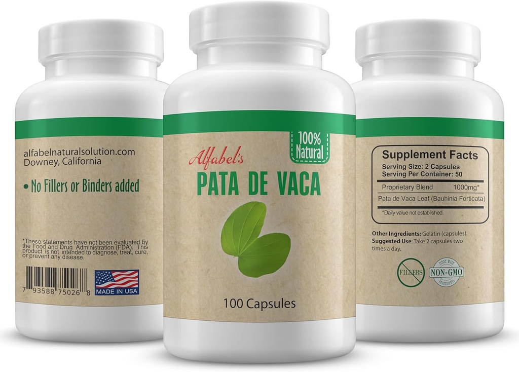 Pata de Vaca herb - Piede di mucca Foglie - 100 Capsule - No Fillers