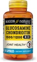 MASON NATURAL Glucosamin Chondroitin 1500/1200 mit Vitamin C, unterstützt die gemeinsame Gesundheit für normale Flexibilität und Mobilität*, 60 Kapseln