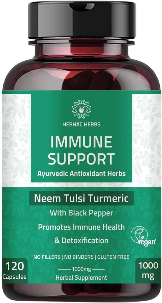 Immununterstützung Kapseln - Immununterstützung Ergänzung 120 Kapseln hergestellt mit Bio Neem, Tulsi, Amla & Turmeric, Enhance Wellness und Immunfunktion.