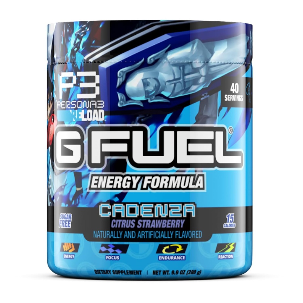 G Carburant Cadenza Energy Drink Poudre, Pré-entraînement Caféine Mix pour le jeu, sans sucre Amino Focus, Vitamine + Antioxydants, 9.9oz (Citrus Strawberry, 40 portions)